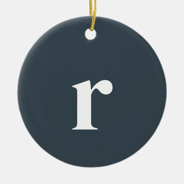 Charcoal Grey Initial Letter | Trendy Minimalist Ceramic Ornament (Front)