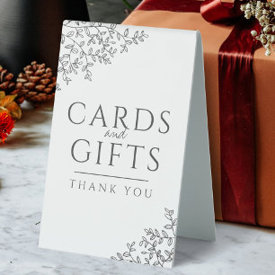 Charcoal grey leaf wedding sign cards and gifts