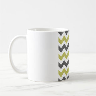 Charcoal Grey & Lemon Chevron – Crisp White Zigzag Coffee Mug