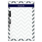 Charcoal Grey Lg Chevron Navy Blue Name Monogram