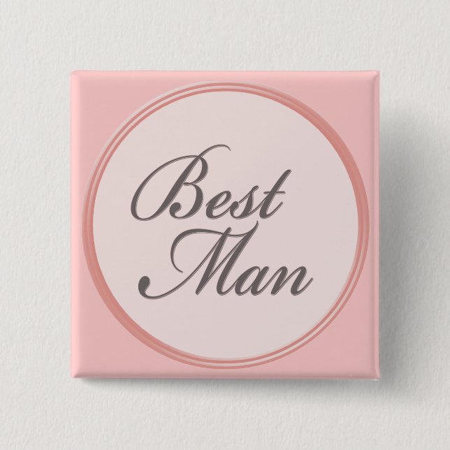 Charcoal grey light pink Best Man button (Front)