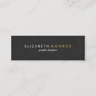 Charcoal Grey Linen Texture Sleek Simple Mini Business Card