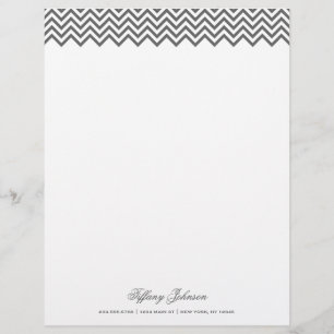 Charcoal Grey Modern Chevron Border Personalized Letterhead