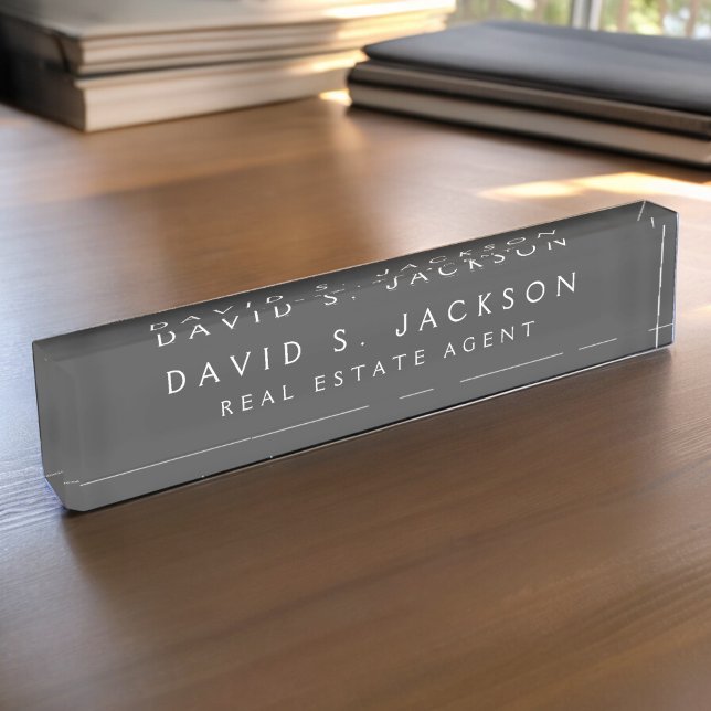 Charcoal Grey Modern Elegant Professional Classy Nameplate (Creator Uploaded)