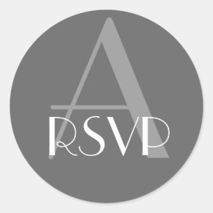 Charcoal Grey Monogram A  RSVP Seal
