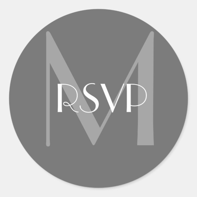 Charcoal Grey Monogram M RSVP Seal (Front)