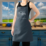 Charcoal grey monogram name business  apron<br><div class="desc">A charcoal grey background. Personalise and add your first name,  monogram initials and full name.  Use your back space key to delete if you want the apron without your full name.</div>