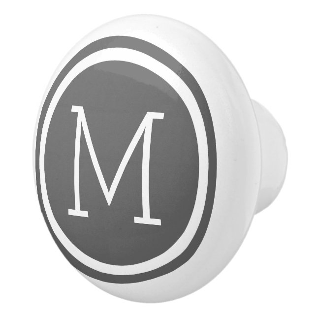 Charcoal Grey Monogram Personalised Drawer Knob (Right)