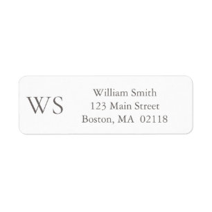 Charcoal Grey Monogram Return Address Label
