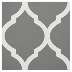 Charcoal Grey Moroccan Quatrefoil Large Scale Fabric