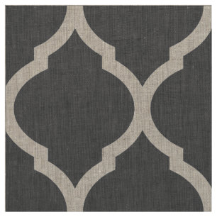 Charcoal Grey Moroccan Quatrefoil Large Scale Fabric