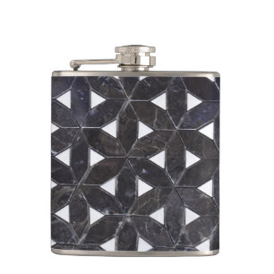Charcoal Grey mosaic flower of life Hip Flask