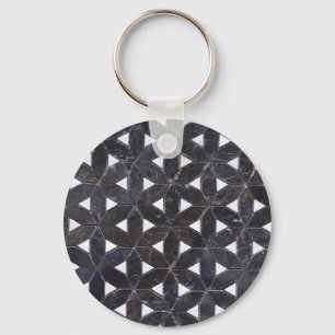 Charcoal Grey Mosaic    flower of life pattern Key Ring