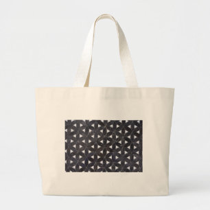 Charcoal Grey Mosaic    flower of life pattern Large Tote Bag