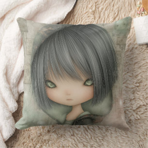 Charcoal Grey Moss Green Grunge Pink Gothic Cushion