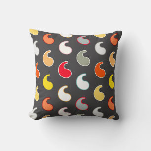 Charcoal grey multi, outlined paisley cushion