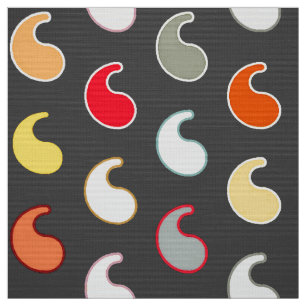 Charcoal grey multi, outlined paisley fabric