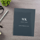 Charcoal grey name monogram 2025 planner<br><div class="desc">A charcoal grey background colour,  white text.  Personalise and add your first name,  monogram initials and full name,  a title year 2025 (or any year).</div>