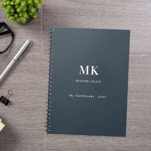 Charcoal grey name monogram notebook