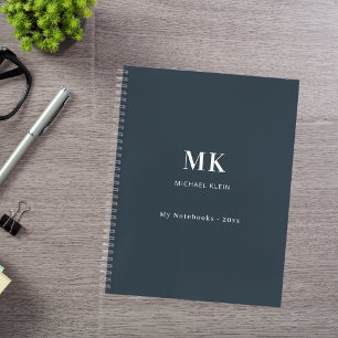 Charcoal grey name monogram notebook