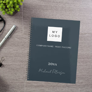 Charcoal grey name script business logo 2026 planner