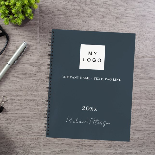 Charcoal grey name script business logo notebook (Creator Uploaded)