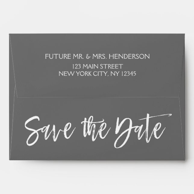 Charcoal Grey or Silver Save the Date Envelopes (Back (Top Flap))