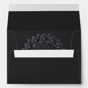 Charcoal Grey Papercut Mandala Wedding Envelope