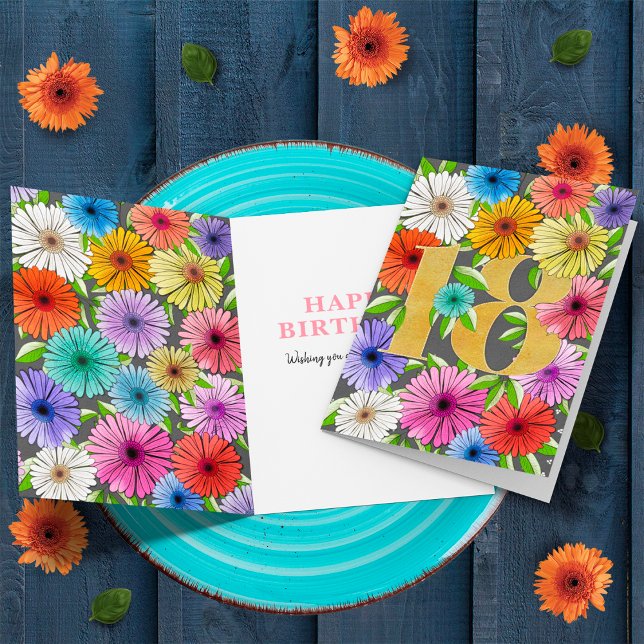 Charcoal Grey Personalised 18th Birthday Floral Card (Creator Uploaded)