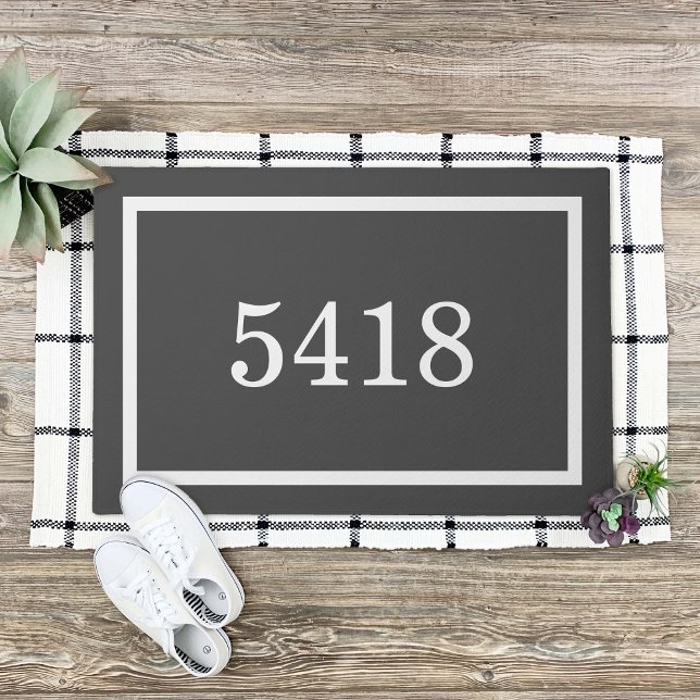 Charcoal Grey Personalised Address Number Doormat (Creator Uploaded)
