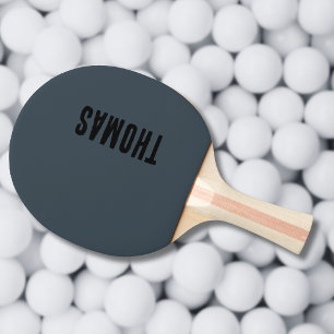 Charcoal Grey Personalised Minimalist Name Ping Pong Paddle