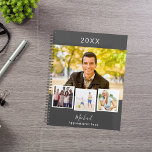 Charcoal grey photo collage appointments 2025 planner<br><div class="desc">Create your own unique photo collage. Use four,  4 of your favourite photo.   Personalise and a year,  name and text. A charcoal grey background,  white text.</div>