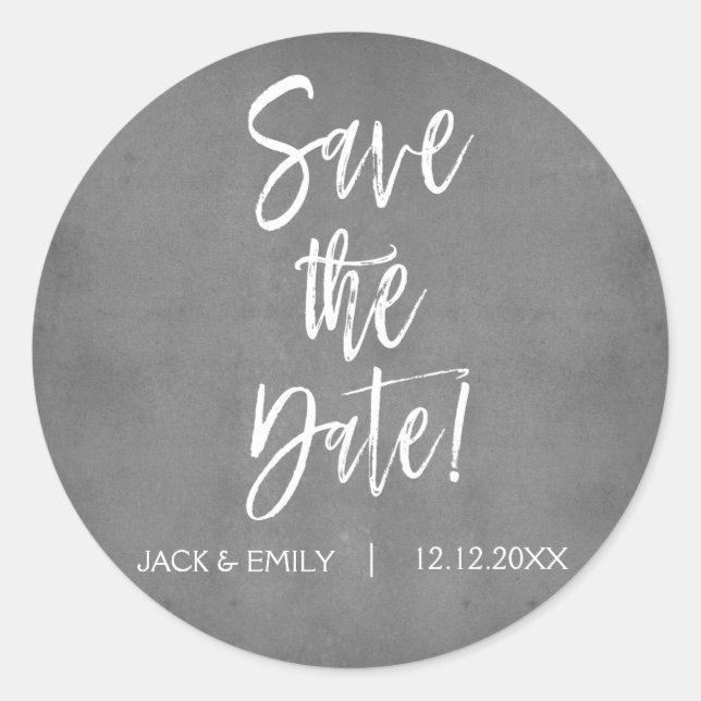 Charcoal Grey Photo Save the Date Sticker (Front)