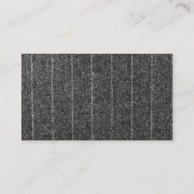 Charcoal Grey Pinstripe Tweed Slate Black Fabric Business Card (Front)