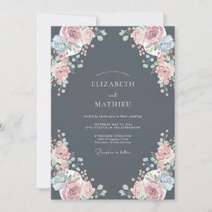 Charcoal Grey Poetic Winter Wedding Invitation