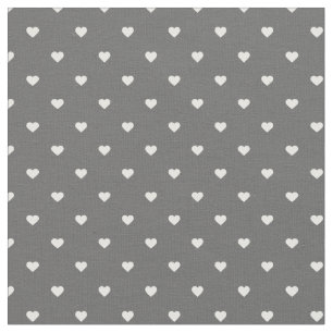 Charcoal Grey Polka Dot Hearts Fabric