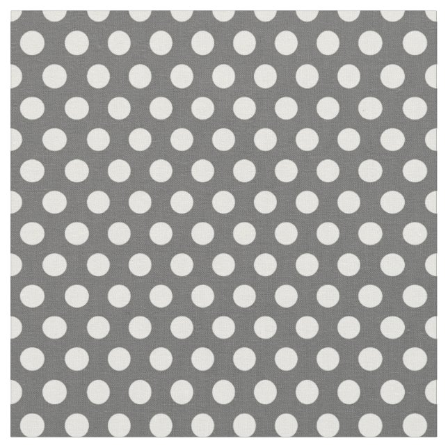 Charcoal Grey Polka Dots Fabric (Close Up)