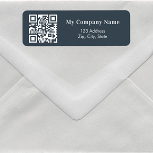 Charcoal grey QR code business return address Label