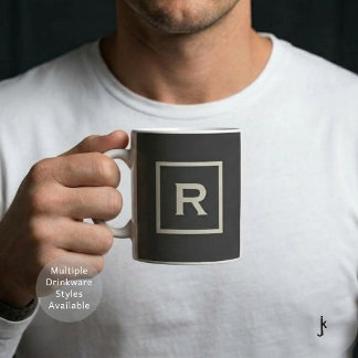 Charcoal Grey & Sand Beige Square Frame Minimalist Coffee Mug