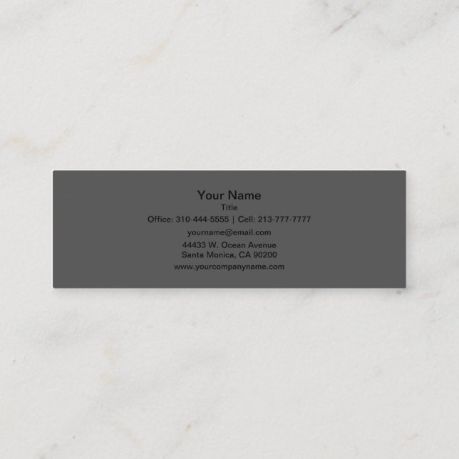 Charcoal Grey Solid Colour Customise It Mini Business Card (Back)