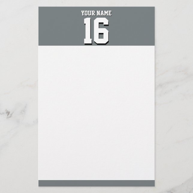 Charcoal Grey Sports Jersey Team Jersey Stationery (Front)