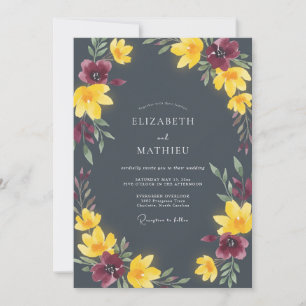 Charcoal Grey Striking Fall Wedding Invitation