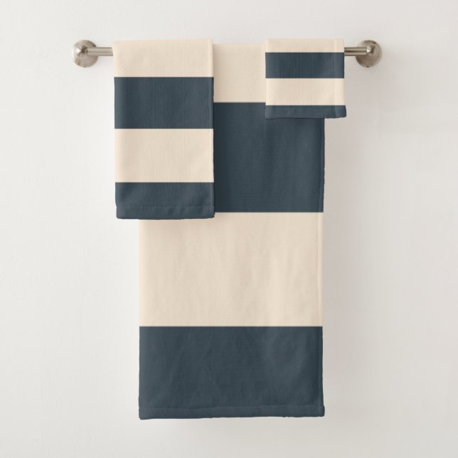 Charcoal Grey Stripes Bath Towel Set (Insitu)