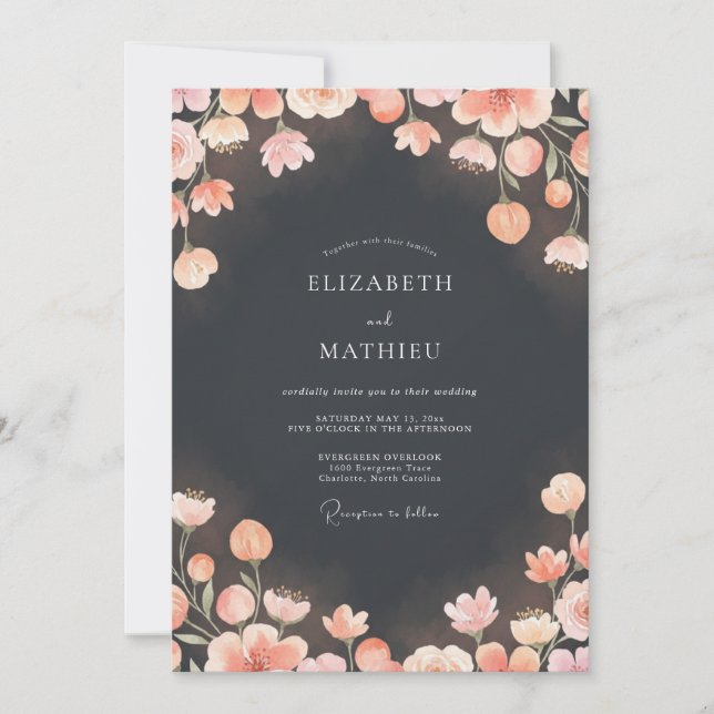 Charcoal Grey Sultry Twilight Wedding Invitation (Front)