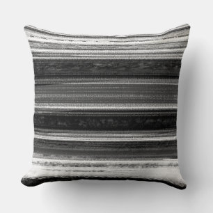 Charcoal Grey Textured Abstract Stripe Pattern Cushion