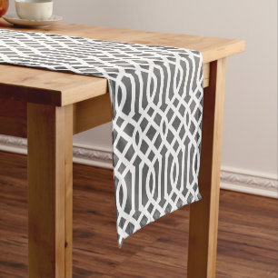 Charcoal Grey Trellis Short Table Runner