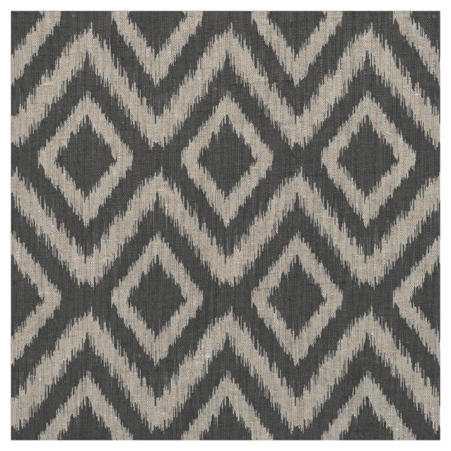 Charcoal Grey Tribal Ikat Chevron Fabric (Swatch)