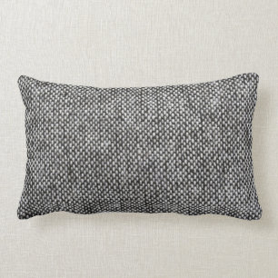 Charcoal Grey Tweed Fabric Texture Pattern Lumbar Cushion