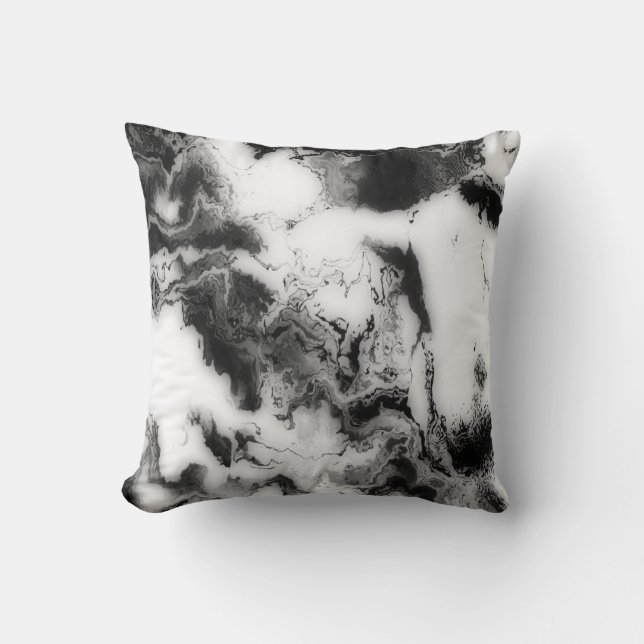Charcoal Grey/White/Black Abstract Decor Pillow (Front)