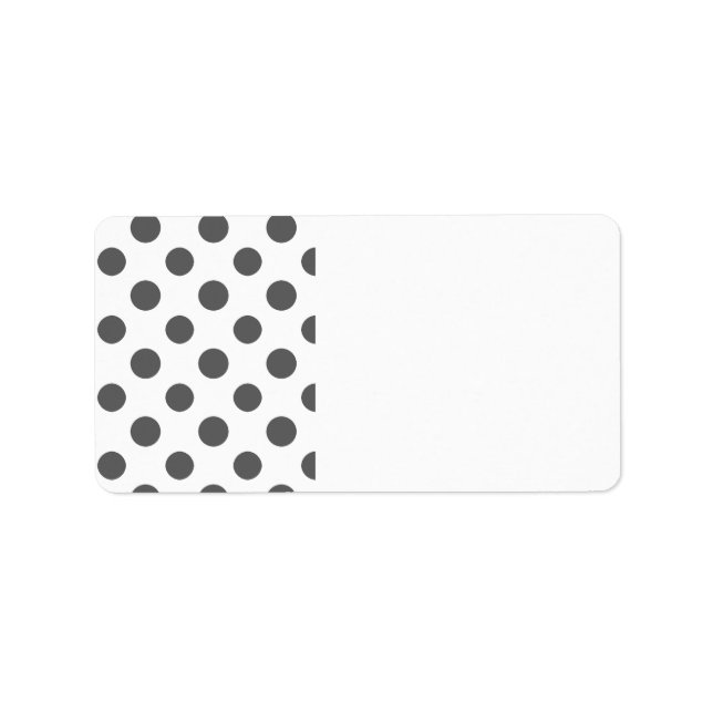 Charcoal Grey White Polka Dots Pattern Label (Front)